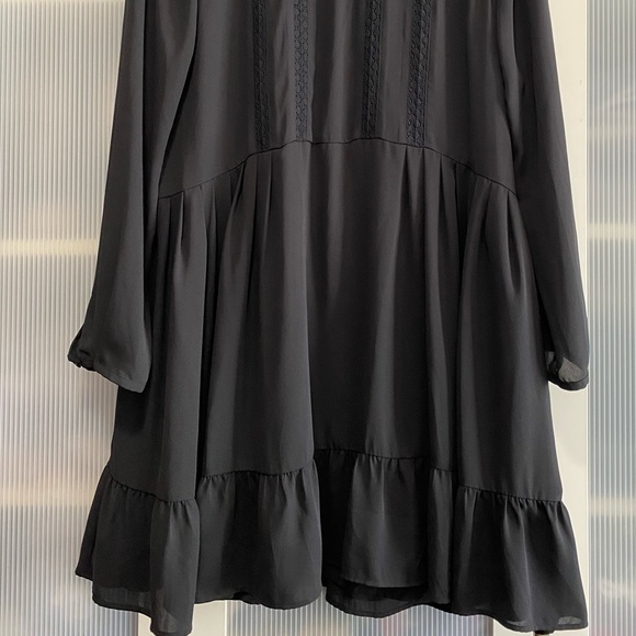 NWOT Aritzia Sunday Best Ruffle Elegant Black Long Sleeve Mini Dress Siz… - Picture 7 of 14